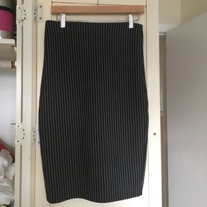 Striped Body-Con Midi Skirt